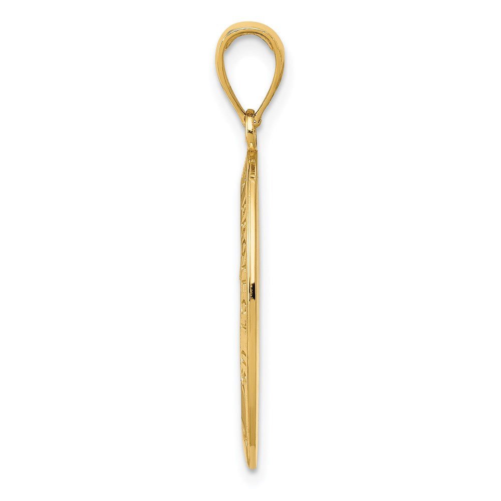 14k Polished and Satin Solid Saint Christopher Medal Oval Pendant