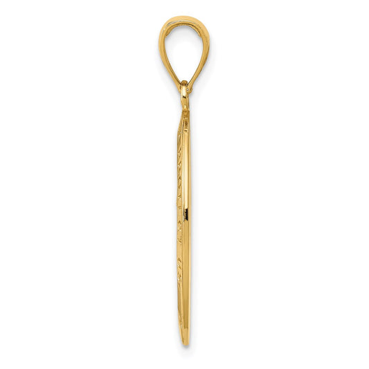 14k Polished and Satin Solid Saint Christopher Medal Oval Pendant