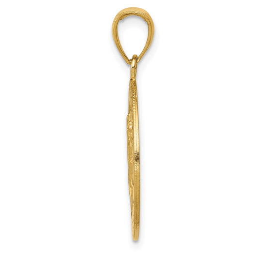 14k Polished and Satin Solid Saint Christopher Medal Pendant