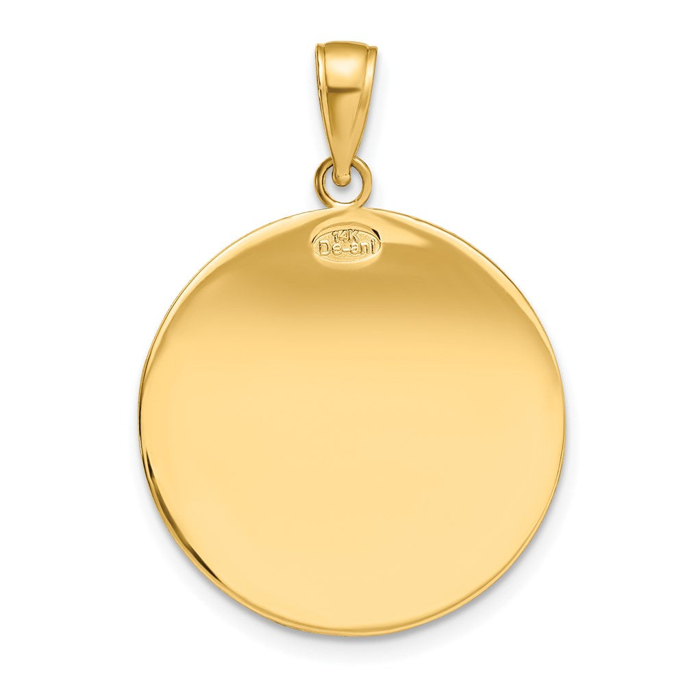 14k Polished and Satin Solid Saint Christopher Medal Round Pendant