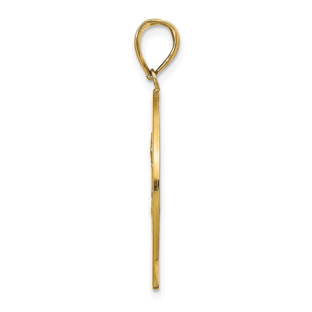 14k Polished and Satin Solid Saint Christopher Medal Round Pendant