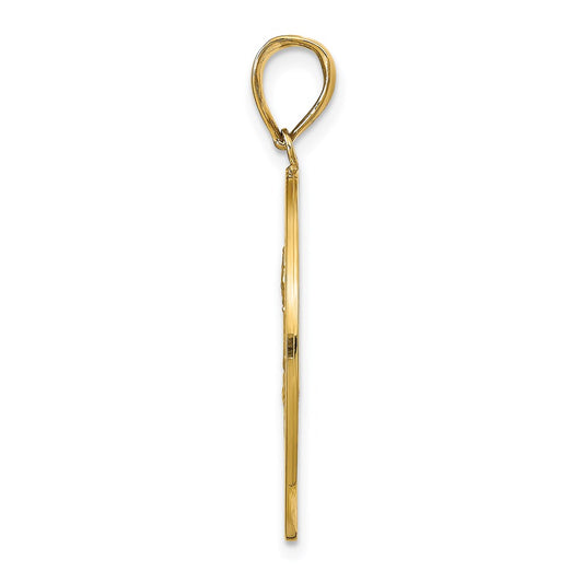 14k Polished and Satin Solid Saint Christopher Medal Round Pendant