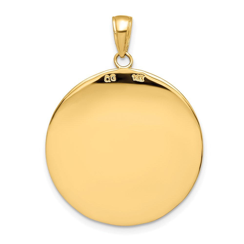 14k Polished and Satin Solid Saint Christopher Medal Round Pendant
