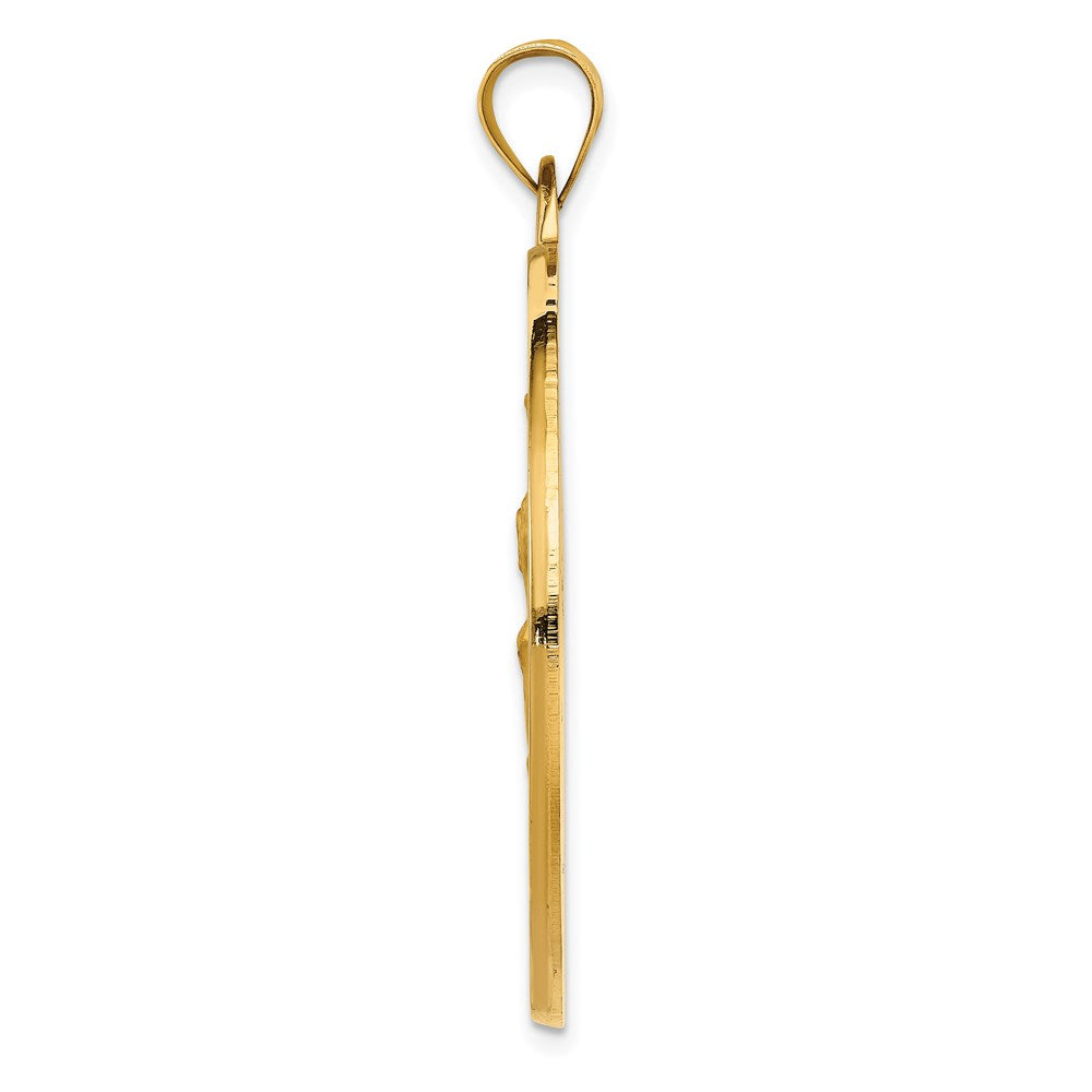 14k Polished and Satin Solid Large Saint Christopher Medal Round Pendant