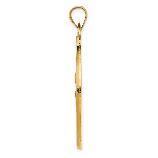 14k Polished and Satin Solid Large Saint Christopher Medal Round Pendant