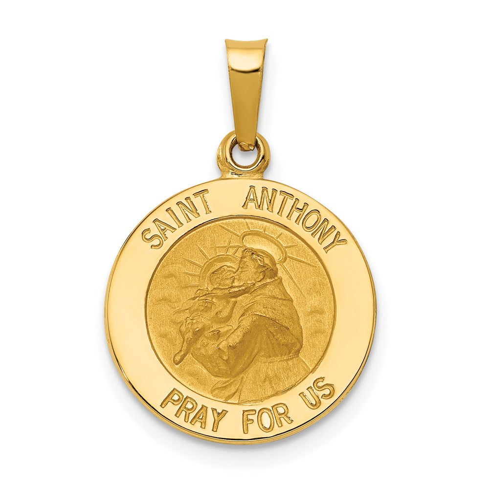 14k Polished and Satin Solid Saint Anthony Medal Charm
