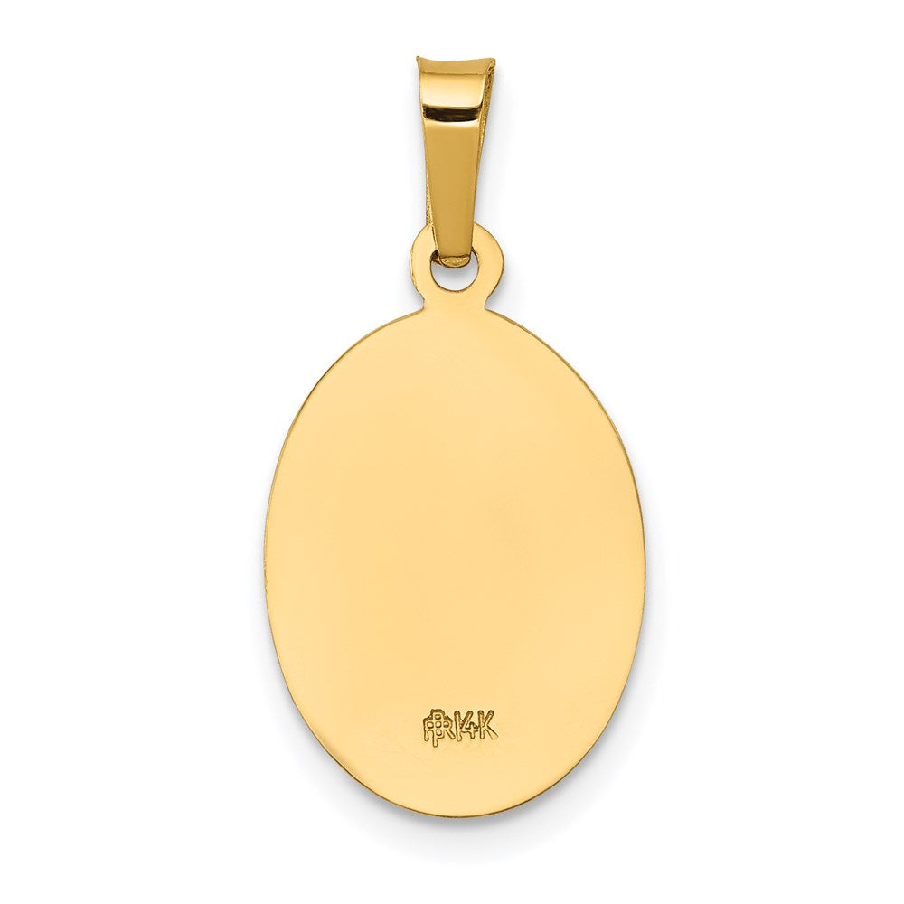 14k Polished and Satin Solid Saint Joseph Medal Oval Charm
