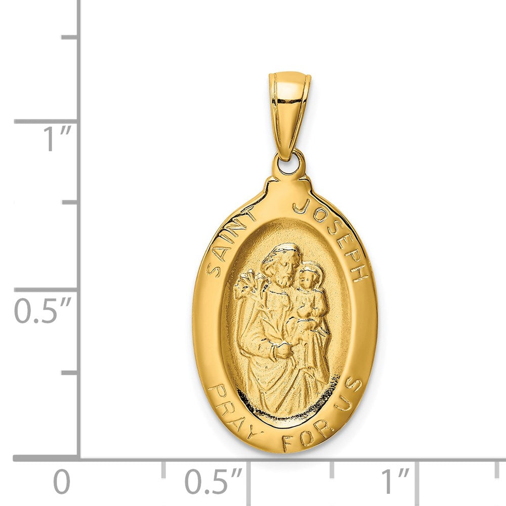 14k Polished Solid Saint Joseph Medal Oval Pendant