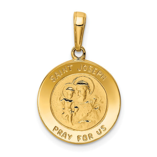 14k Polished Solid Saint Joseph Medal Round Charm