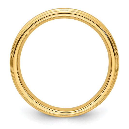 14k Yellow Gold 3mm Milgrain Half Round Comfort Fit Wedding Band