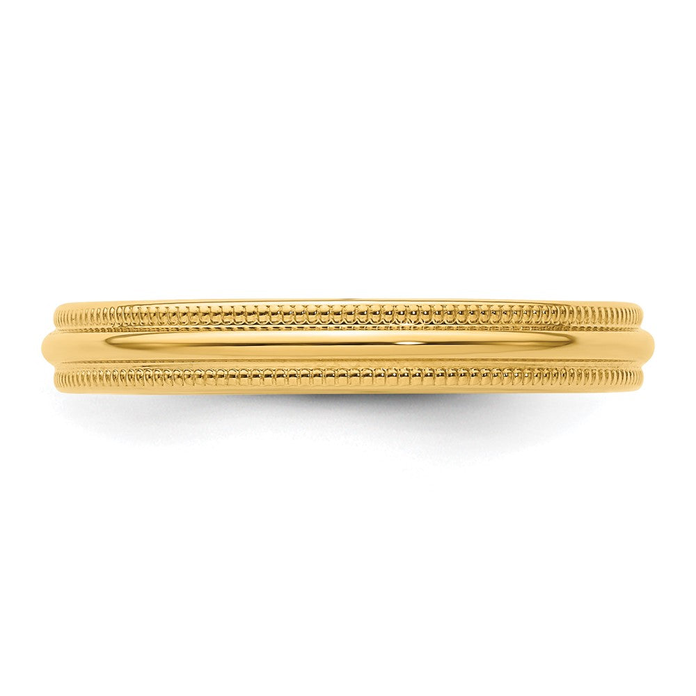 14k Yellow Gold 3mm Milgrain Half Round Comfort Fit Wedding Band