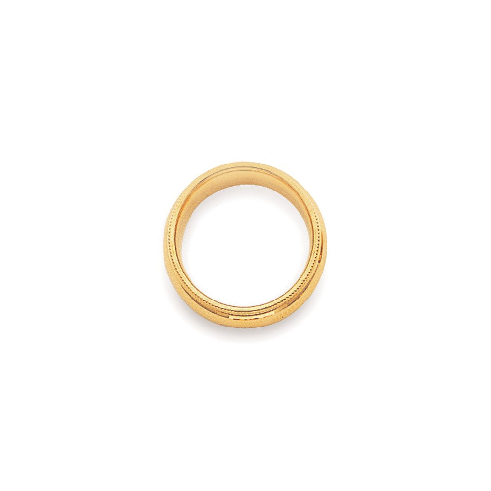 14k Yellow Gold 4mm Milgrain Half Round Comfort Fit Wedding Band