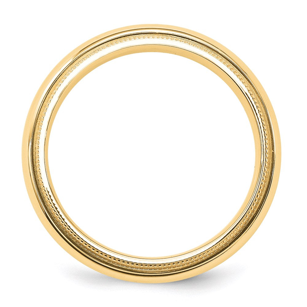 14k Yellow Gold 5mm Milgrain Half Round Comfort Fit Wedding Band