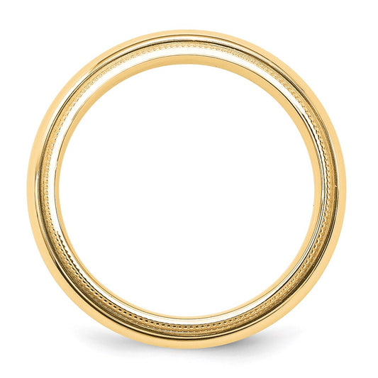 14k Yellow Gold 5mm Milgrain Half Round Comfort Fit Wedding Band