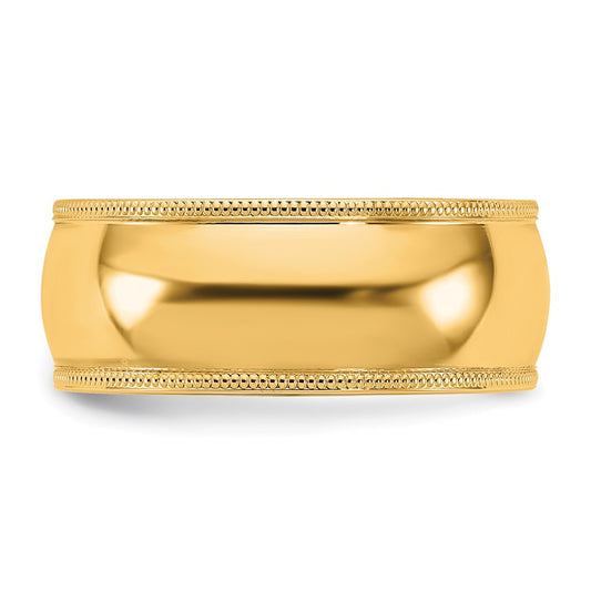 14KY 8mm Milgrain Comfort Fit Band