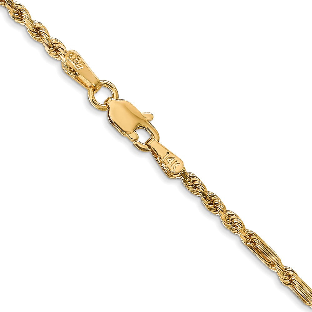 14K 2.25mm Diamond-cut Milano Rope with Lobster Clasp Chain