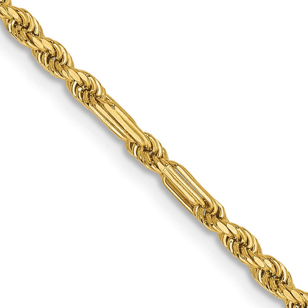 14K 2.25mm Diamond-cut Milano Rope with Lobster Clasp Chain