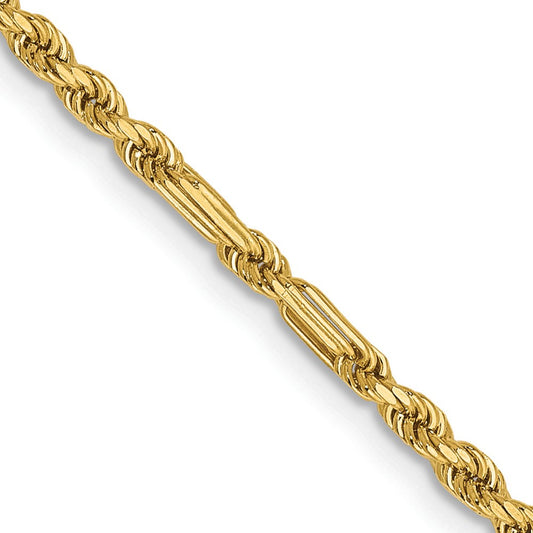 14K 2.25mm Diamond-cut Milano Rope with Lobster Clasp Chain