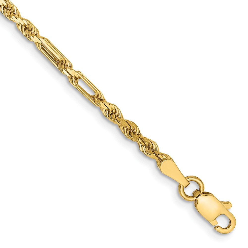 14K 2.5mm Diamond-cut Milano Rope with Lobster Clasp Chain