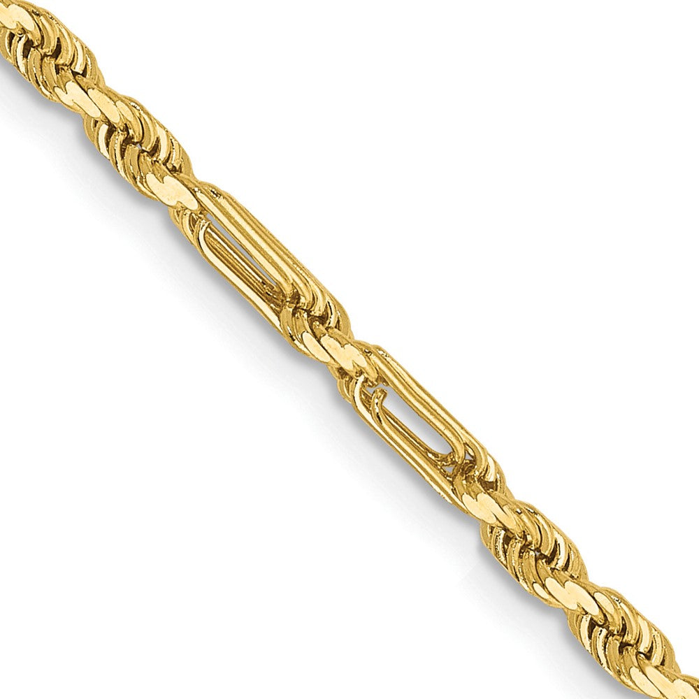14K 2.5mm Diamond-cut Milano Rope with Lobster Clasp Chain
