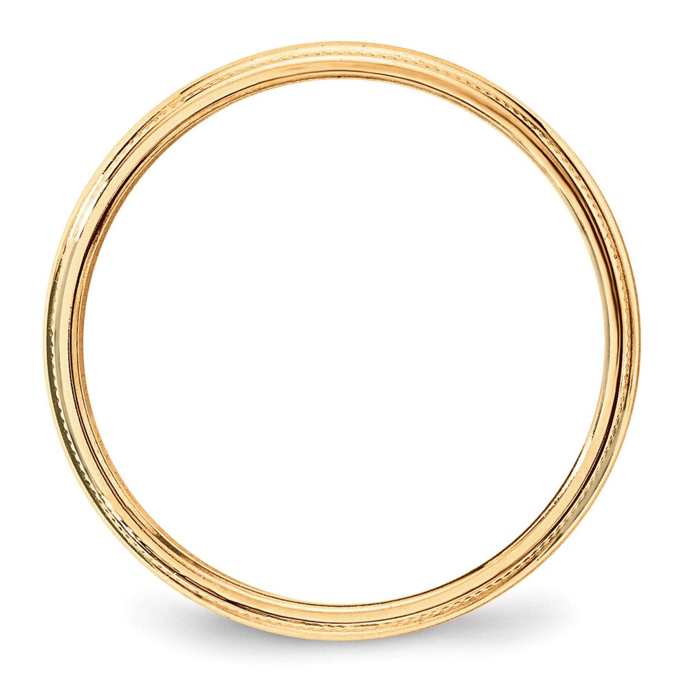 14k Yellow Gold 3mm Lightweight Milgrain Half Round Wedding Band