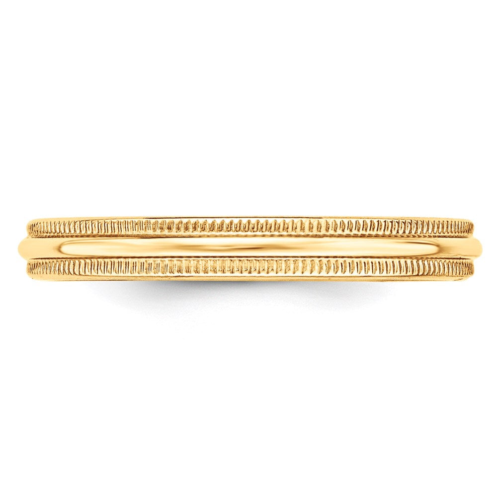 14k Yellow Gold 3mm Lightweight Milgrain Half Round Wedding Band