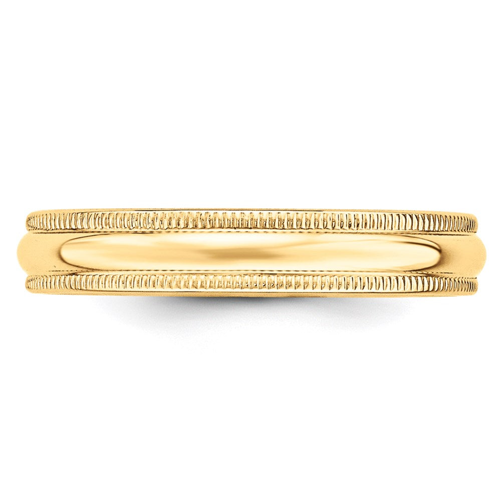 14k Yellow Gold 4mm Lightweight Milgrain Half Round Wedding Band