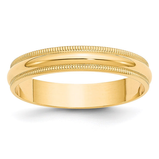 14k Yellow Gold 4mm Lightweight Milgrain Half Round Wedding Band 