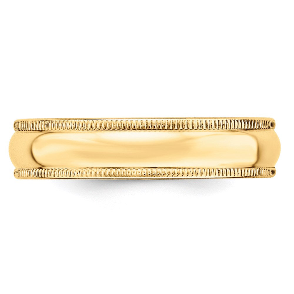 14k Yellow Gold 5mm Lightweight Milgrain Half Round Wedding Band
