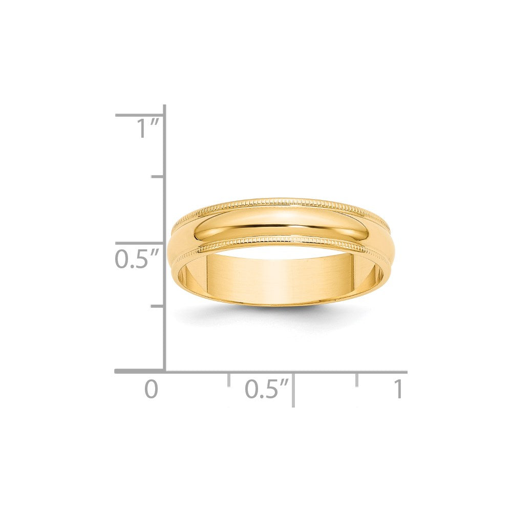 14k Yellow Gold 5mm Lightweight Milgrain Half Round Wedding Band