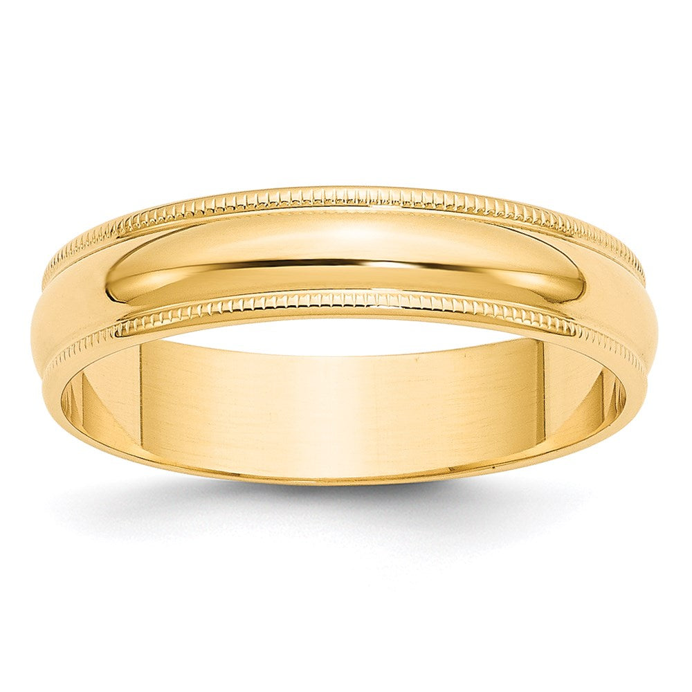 14k Yellow Gold 5mm Lightweight Milgrain Half Round Wedding Band 