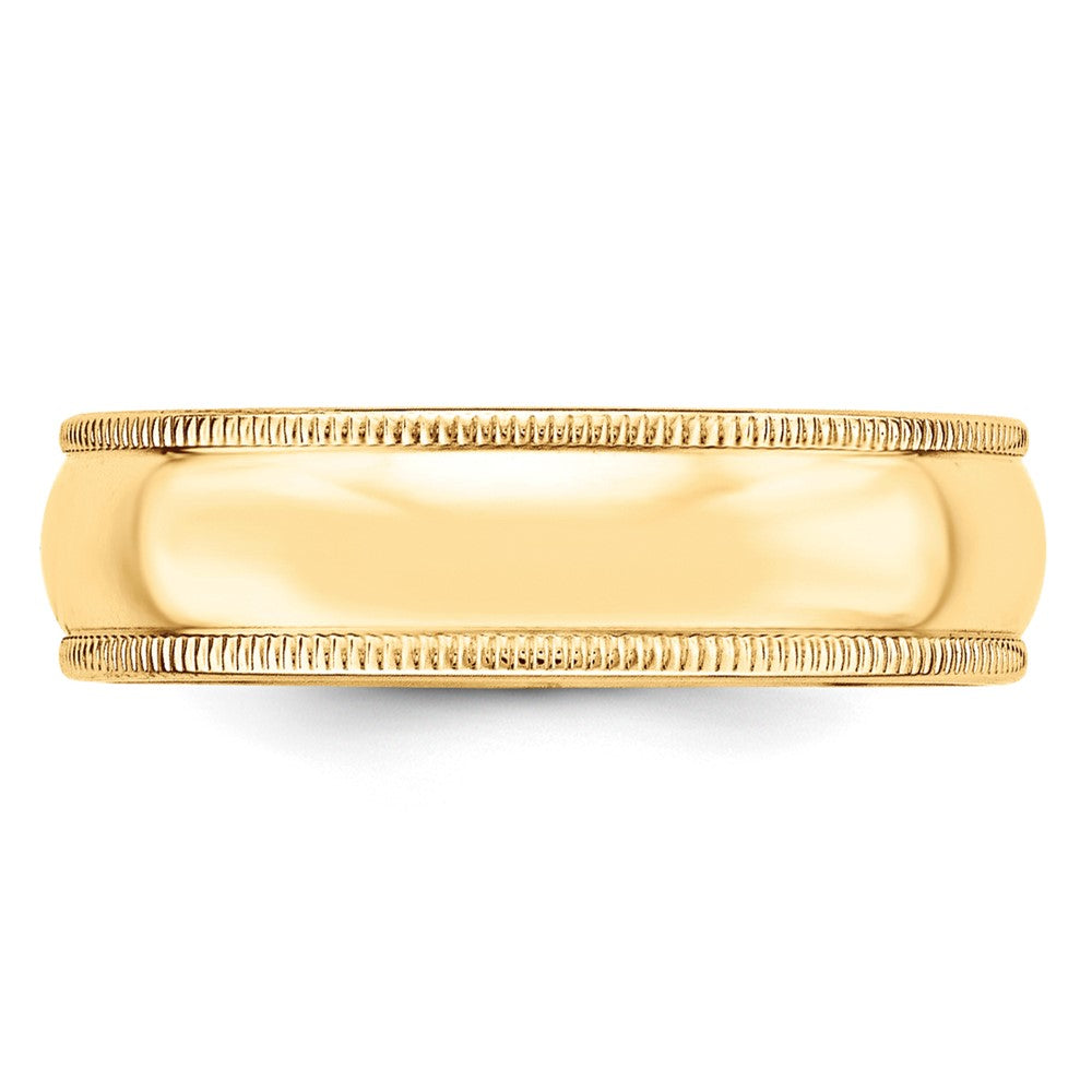 14k Yellow Gold 6mm Lightweight Milgrain Half Round Wedding Band