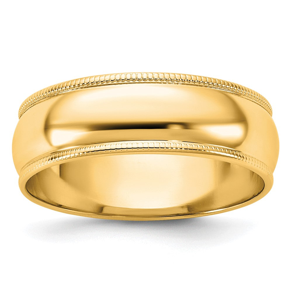 14k Yellow Gold 6mm Lightweight Milgrain Half Round Wedding Band 
