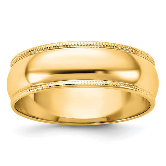 14k Yellow Gold 6mm Lightweight Milgrain Half Round Wedding Band 