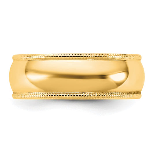 14KY 6.5mm LTW Milgrain Half Round Band
