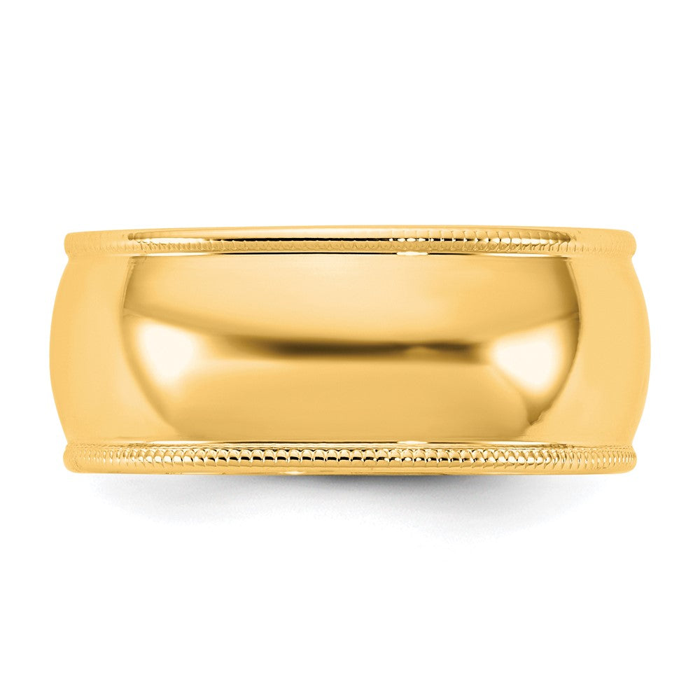 14KY 8mm LTW Milgrain Half Round Band