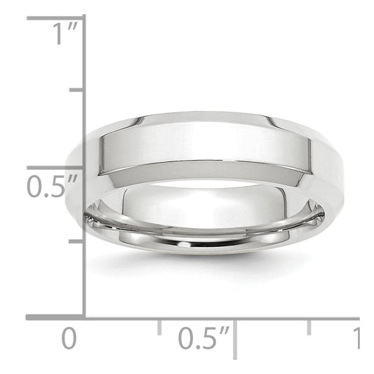 Platinum 6mm Polished Beveled Edge Wedding Band