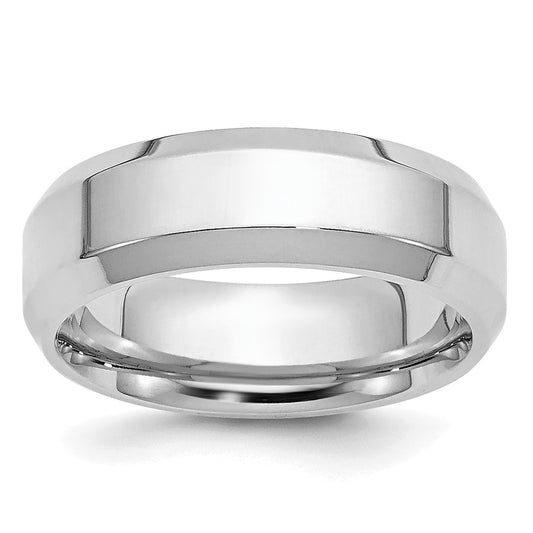 Platinum 6mm Polished Beveled Edge Wedding Band 