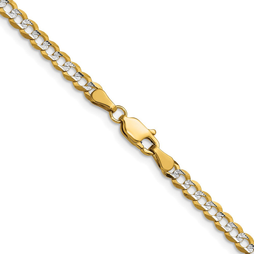 14k 3.7mm Lightweight Pav‚ Flat Cuban Chain