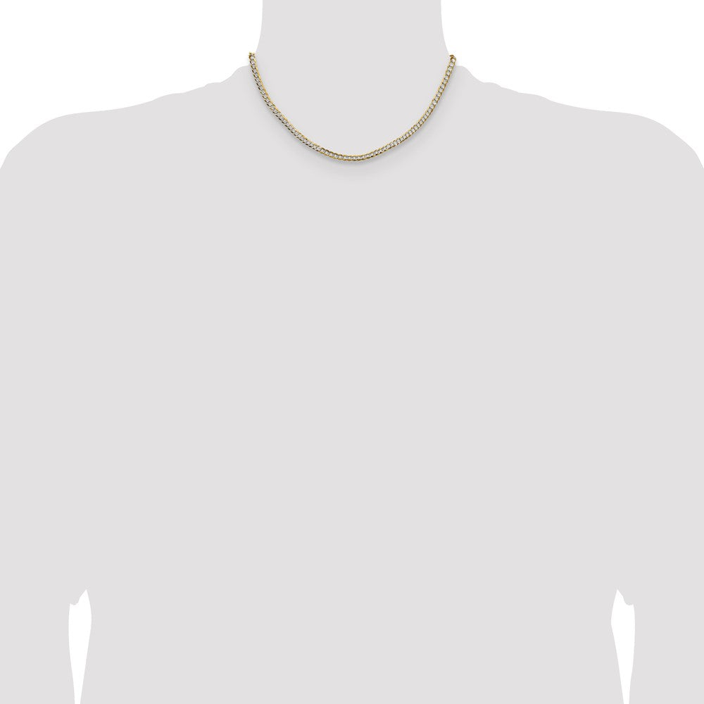 14k 3.7mm Lightweight Pav‚ Flat Cuban Chain