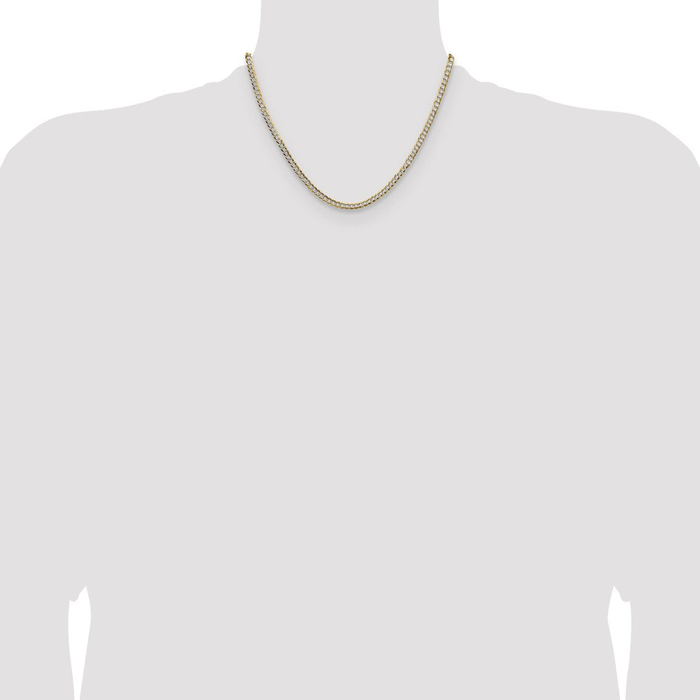 14k 3.7mm Lightweight Pav‚ Flat Cuban Chain