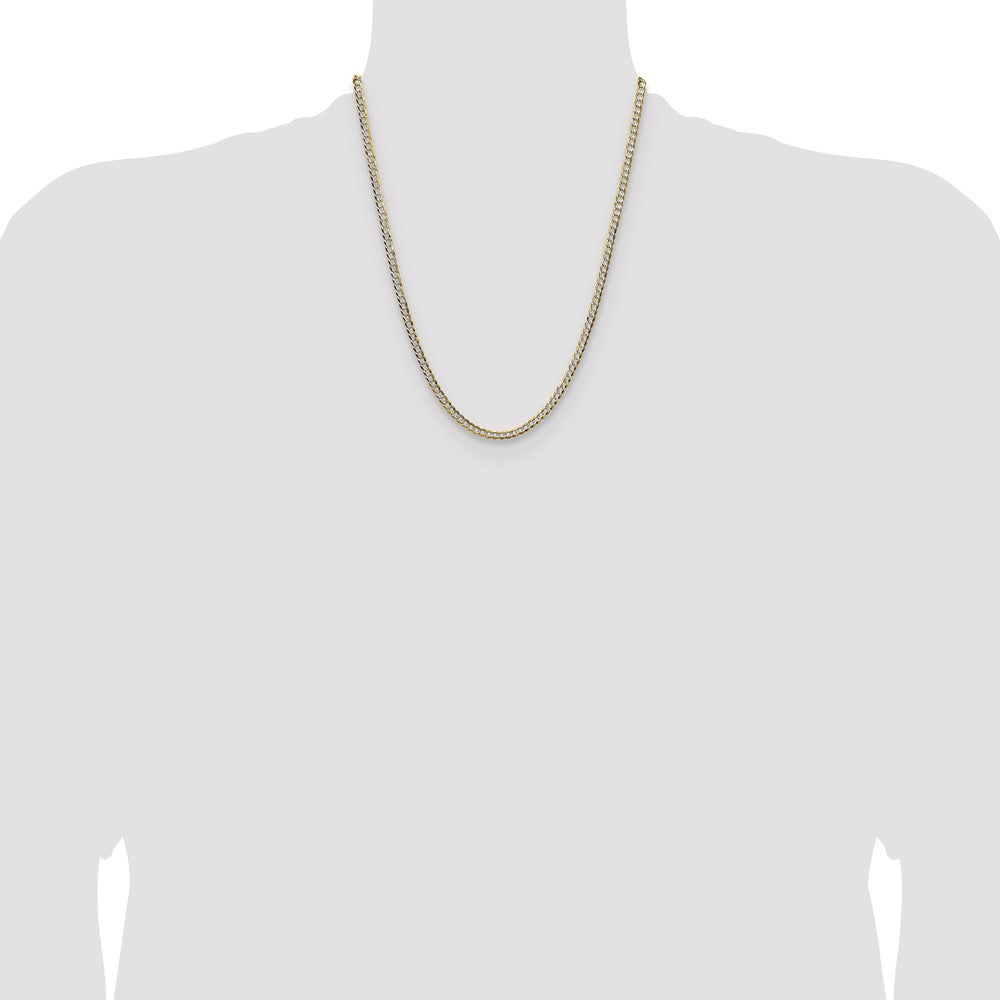 14k 3.7mm Lightweight Pav‚ Flat Cuban Chain