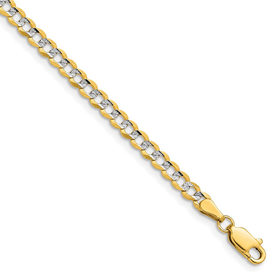 14k 3.7mm Lightweight Pav‚ Flat Cuban Chain