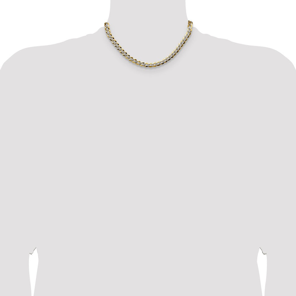 14k 7.2mm Lightweight Pav‚ Flat Cuban Chain