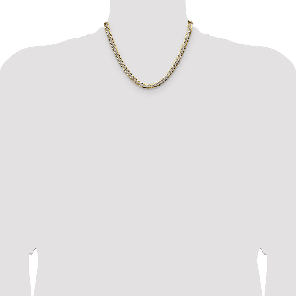 14k 7.2mm Lightweight Pav‚ Flat Cuban Chain