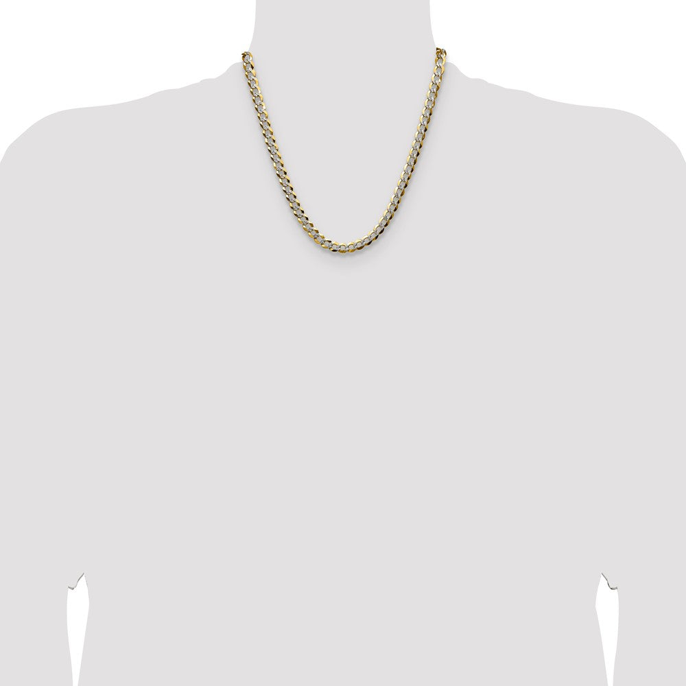 14k 7.2mm Lightweight Pav‚ Flat Cuban Chain