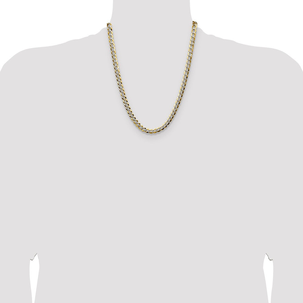 14k 7.2mm Lightweight Pav‚ Flat Cuban Chain