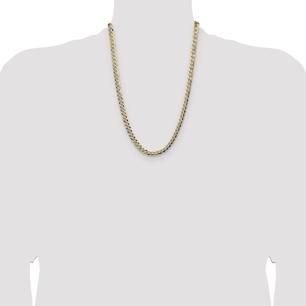 14k 7.2mm Lightweight Pav‚ Flat Cuban Chain