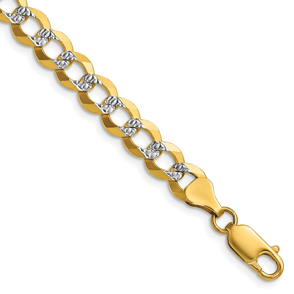 14k 7.2mm Lightweight Pav‚ Flat Cuban Chain