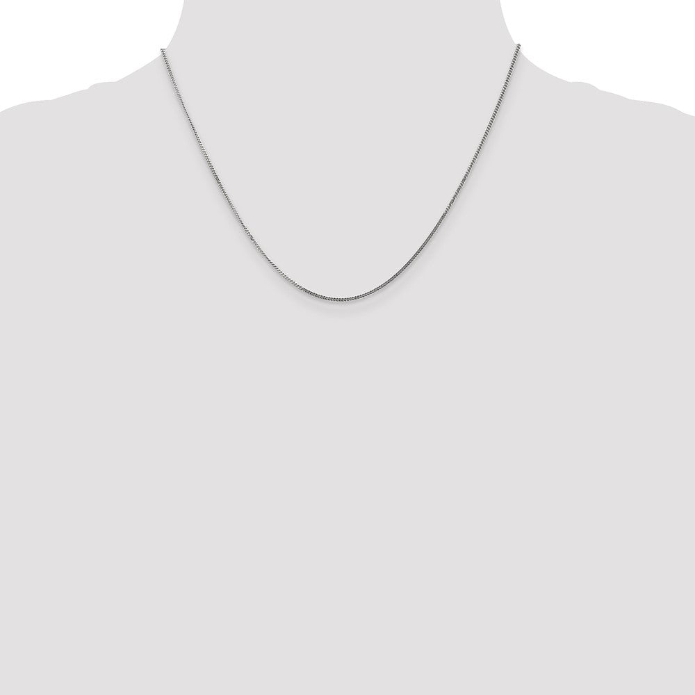 14K White Gold 1.4mm Curb with Spring Ring Clasp Pendant Chain